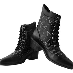 TUK-T2312L Black Victorian 8-Eye Spiderweb Pointed Anarchic Heel