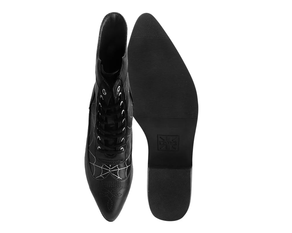 TUK Black Victorian 8-Eye Spiderweb Pointed Anarchic Heel