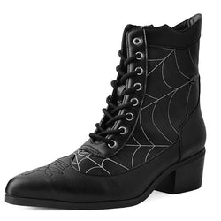 TUK-T2312L Black Victorian 8-Eye Spiderweb Pointed Anarchic Heel