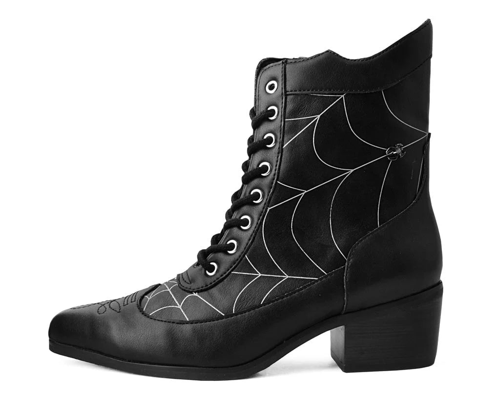 TUK Black Victorian 8-Eye Spiderweb Pointed Anarchic Heel