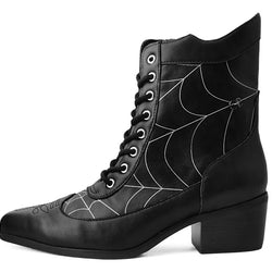 TUK-T2312L Black Victorian 8-Eye Spiderweb Pointed Anarchic Heel
