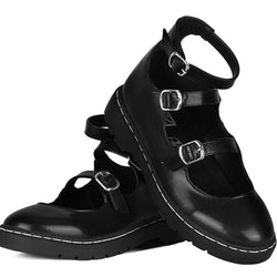 TUK Black calf TUKskin 3 Strap Mary Jane