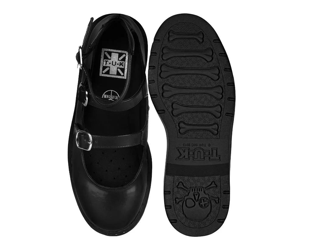 TUK Black calf TUKskin 3 Strap Mary Jane