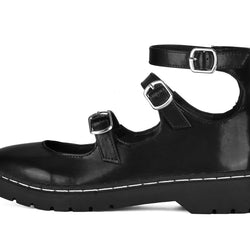 TUK Black calf TUKskin 3 Strap Mary Jane
