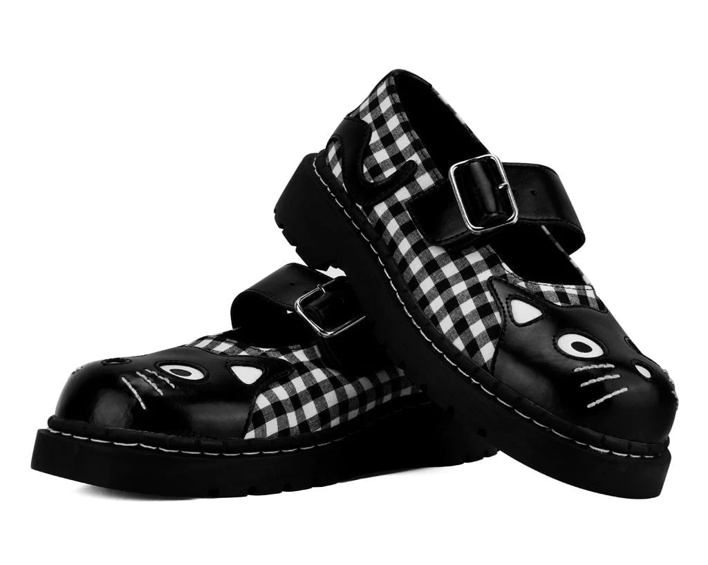 TUK Black & White Gingham Kitty Mary Jane