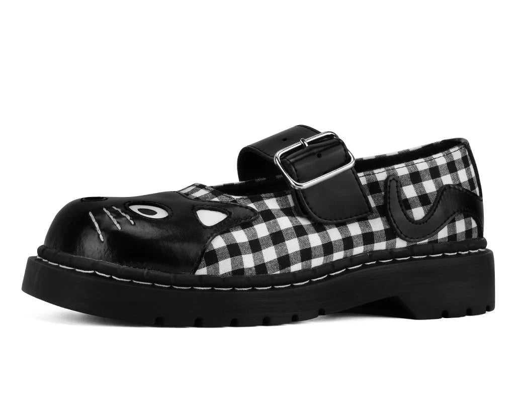 TUK Black & White Gingham Kitty Mary Jane
