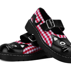 TUK Black & Red Gingham Kitty Mary Jane
