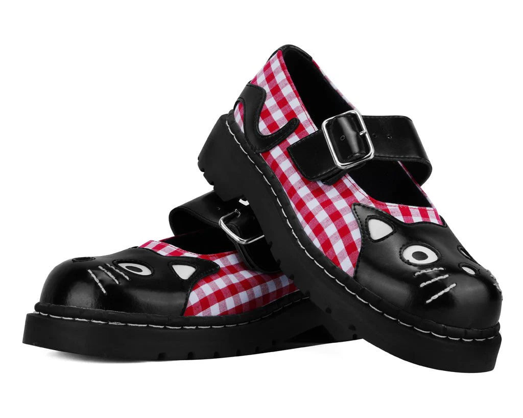 TUK Black & Red Gingham Kitty Mary Jane-Clearance