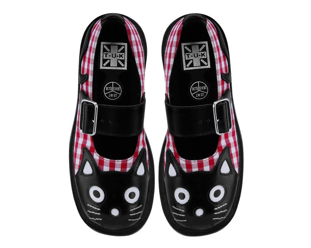 TUK Black & Red Gingham Kitty Mary Jane-Clearance