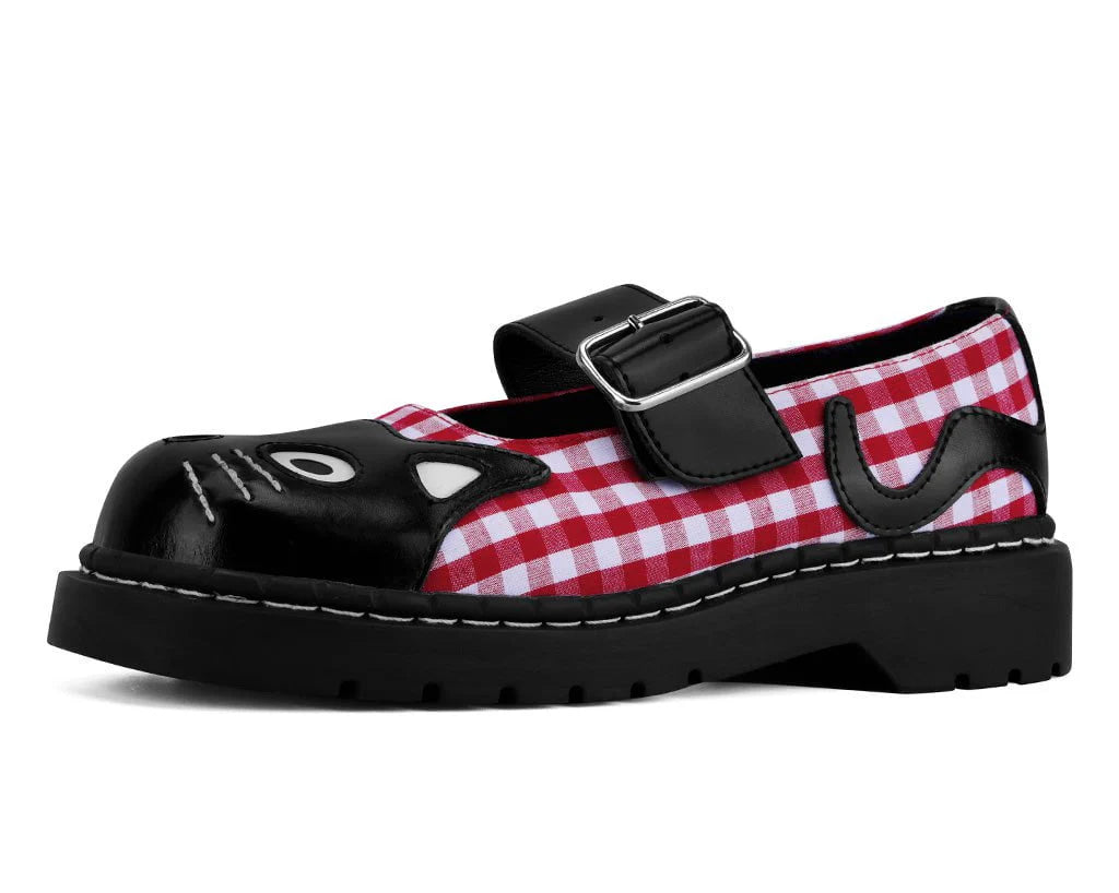 TUK Black & Red Gingham Kitty Mary Jane-Clearance