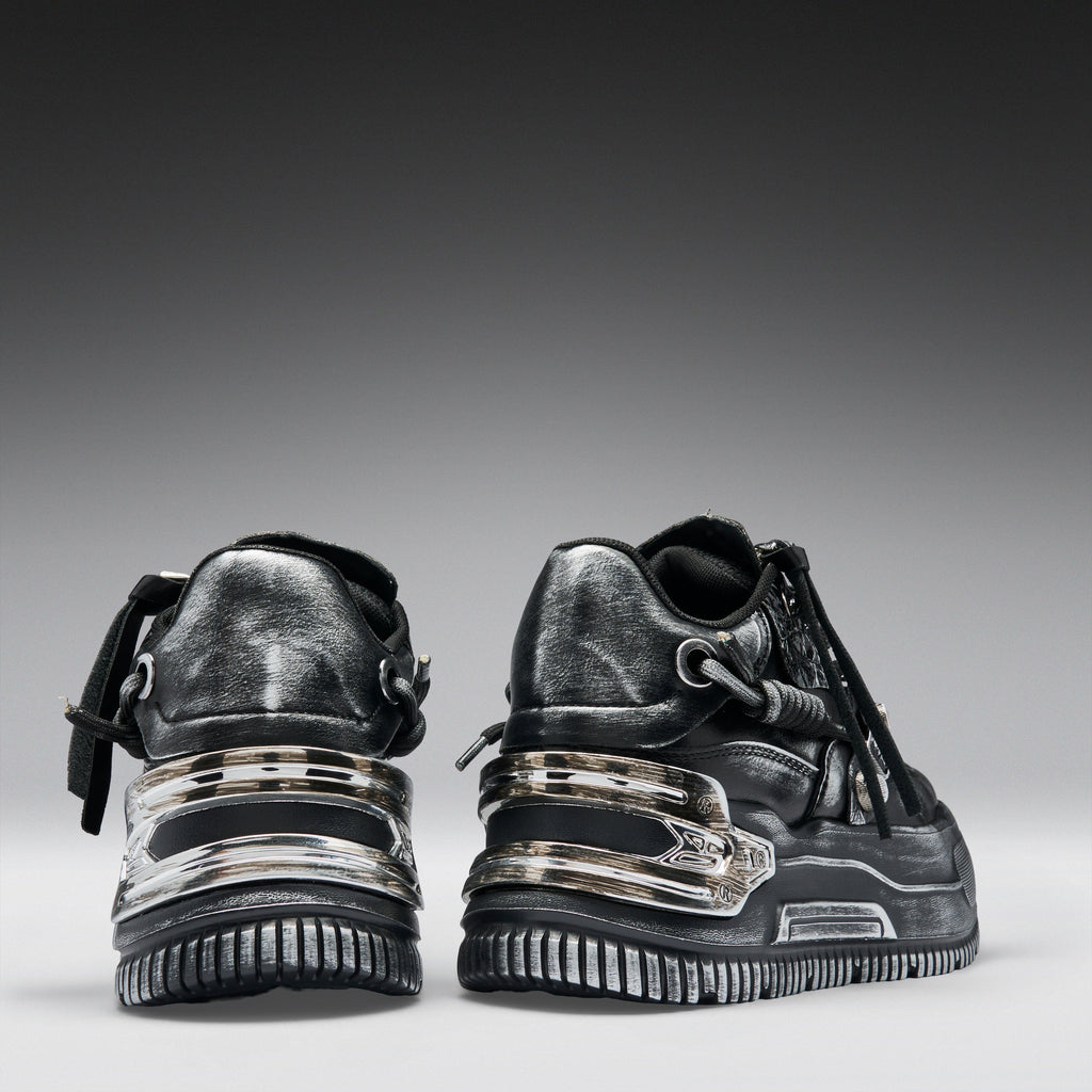 KOI Metamorphosis Men's Distressed Platform Trainers - Black Fade-Clearance