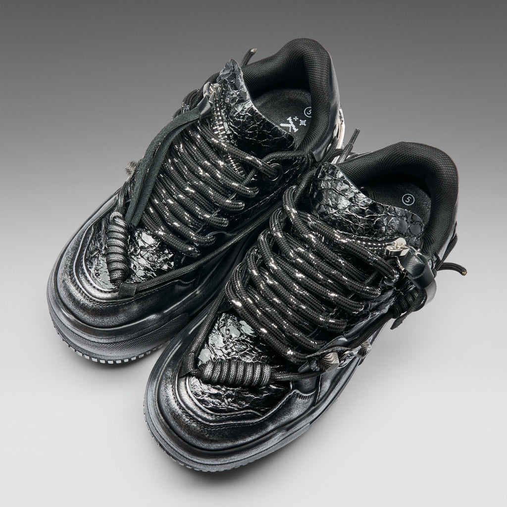 KOI Metamorphosis Men's Distressed Platform Trainers - Black Fade