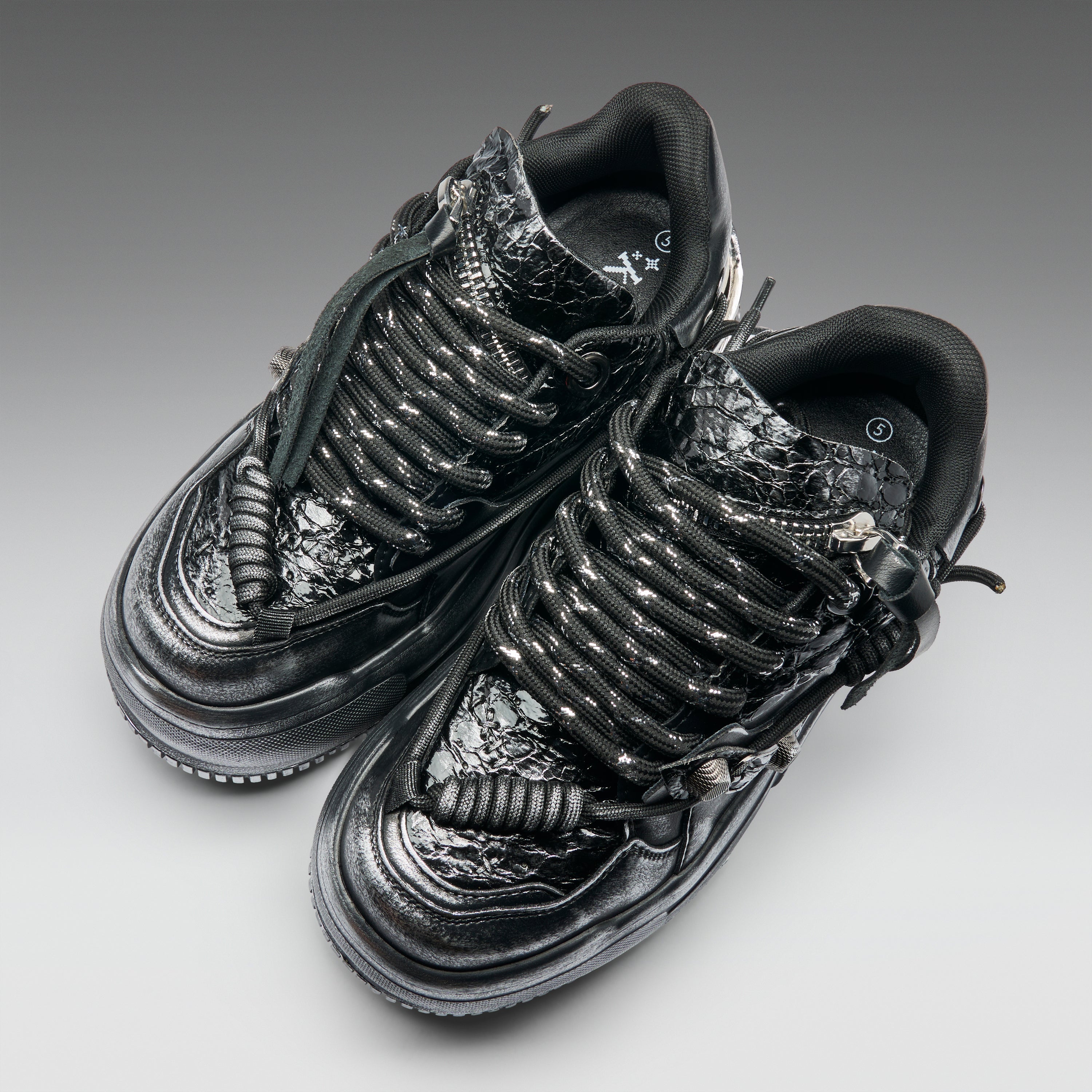KOI Metamorphosis Men's Distressed Platform Trainers - Black Fade-Clearance