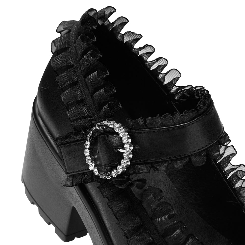 KOI Tira Ruffle Mary Janes ‘ Dark Delights Edition’-Clearance