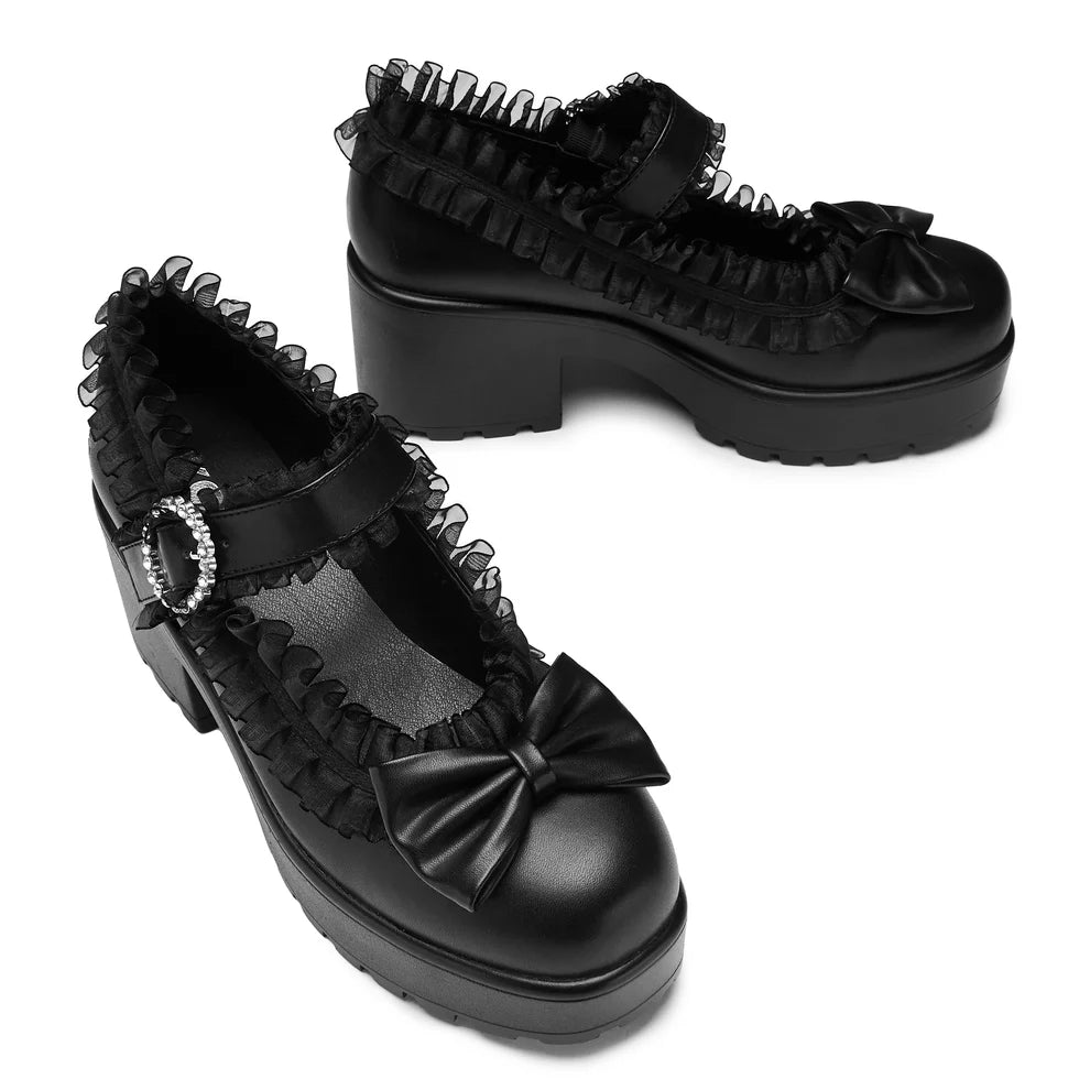 KOI Tira Ruffle Mary Janes ‘ Dark Delights Edition’-Clearance