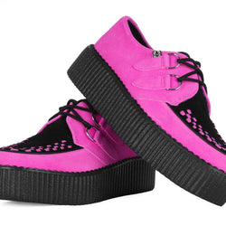 TUK Neon Pink & Black Suede Viva Mondo Creeper