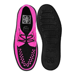 TUK Neon Pink & Black Suede Viva Mondo Creeper