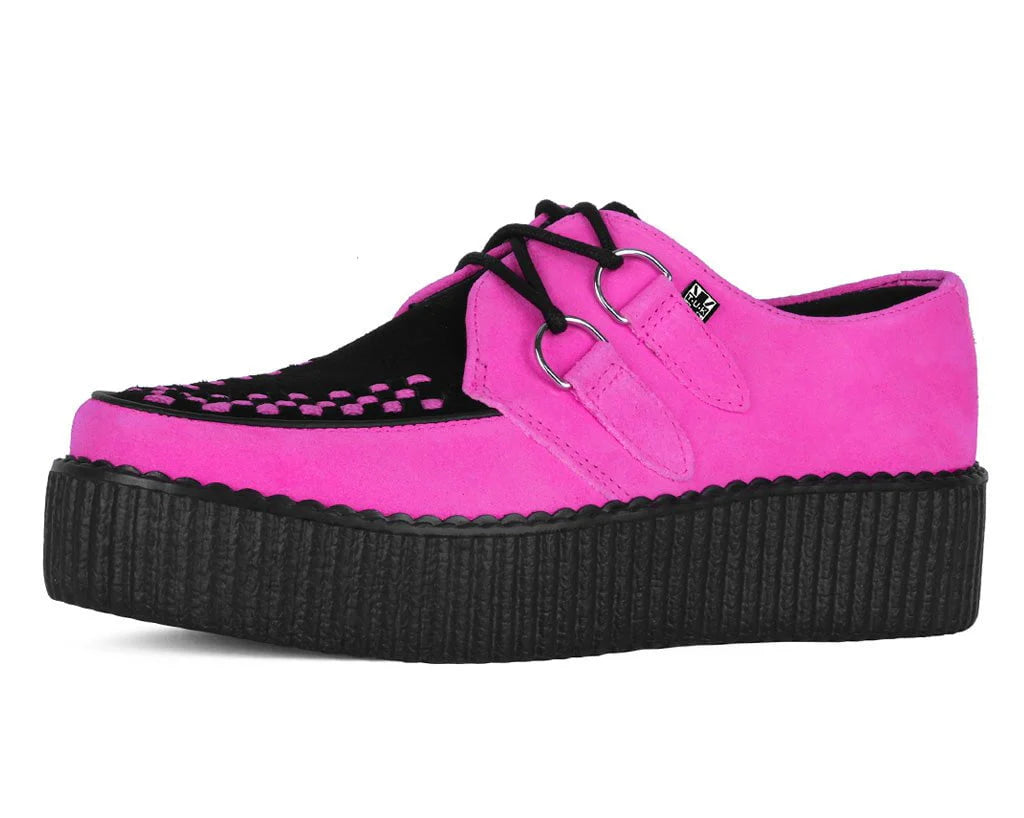 TUK Neon Pink & Black Suede Viva Mondo Creeper