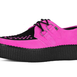 TUK Neon Pink & Black Suede Viva Mondo Creeper