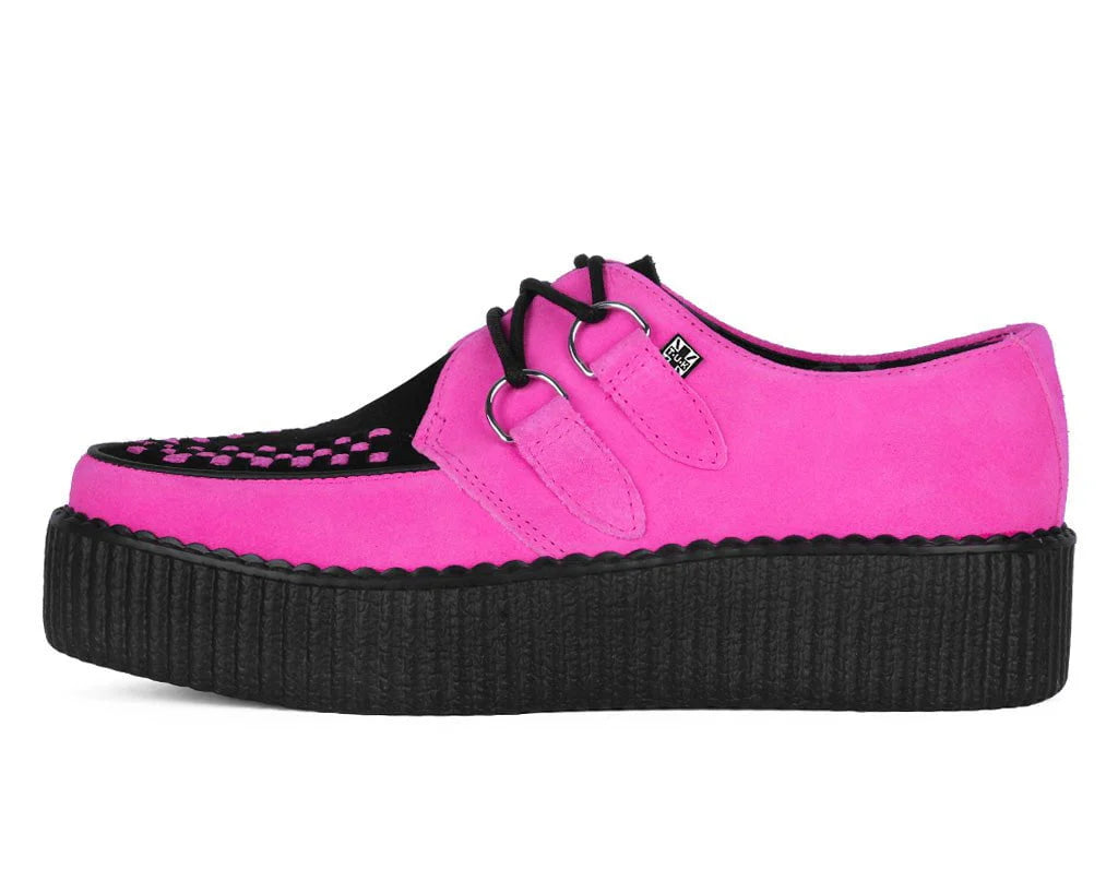 TUK Neon Pink & Black Suede Viva Mondo Creeper