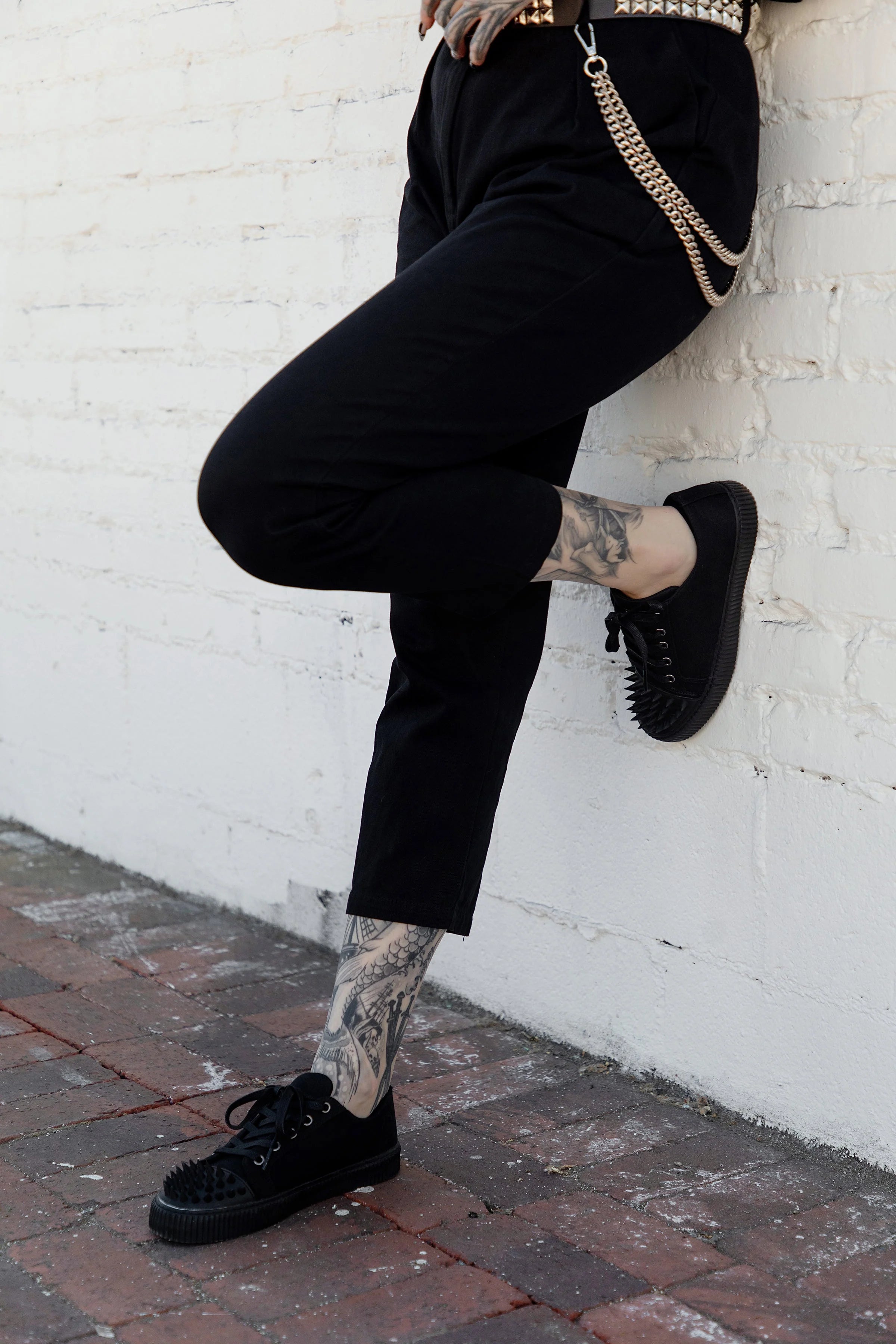 TUK Black Twill Spiked Lace Up Sneaker