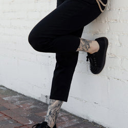 TUK Black Twill Spiked Lace Up Sneaker