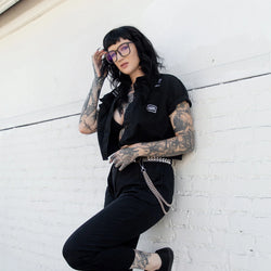 TUK Black Twill Spiked Lace Up Sneaker