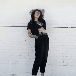 TUK Black Twill Spiked Lace Up Sneaker