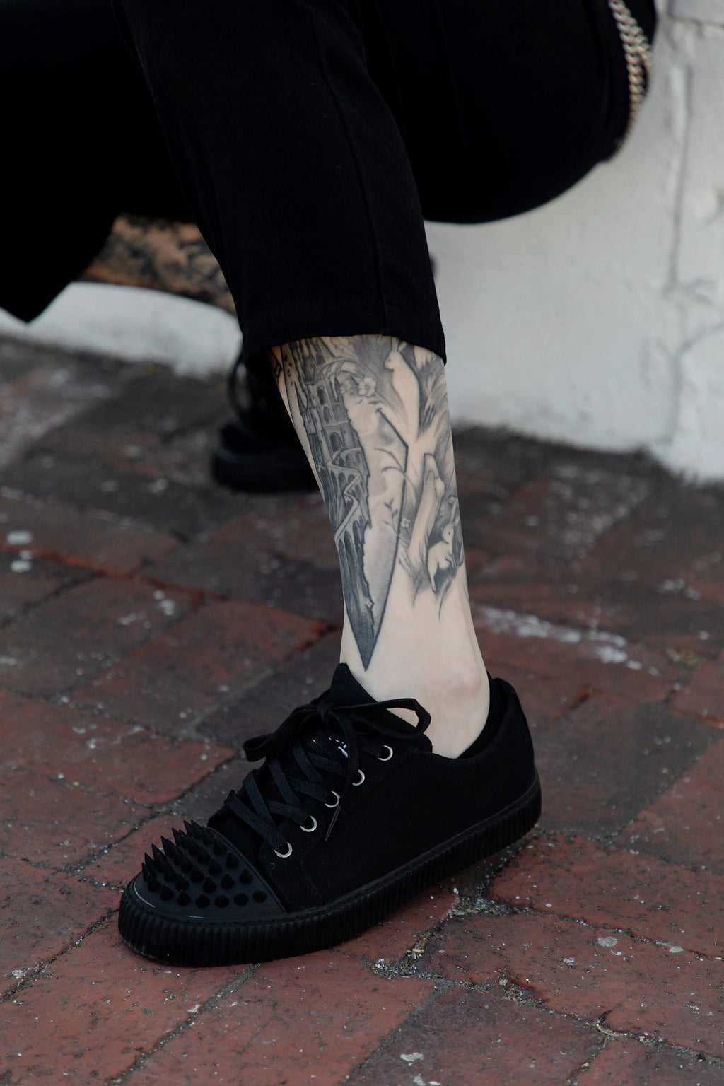 TUK Black Twill Spiked Lace Up Sneaker