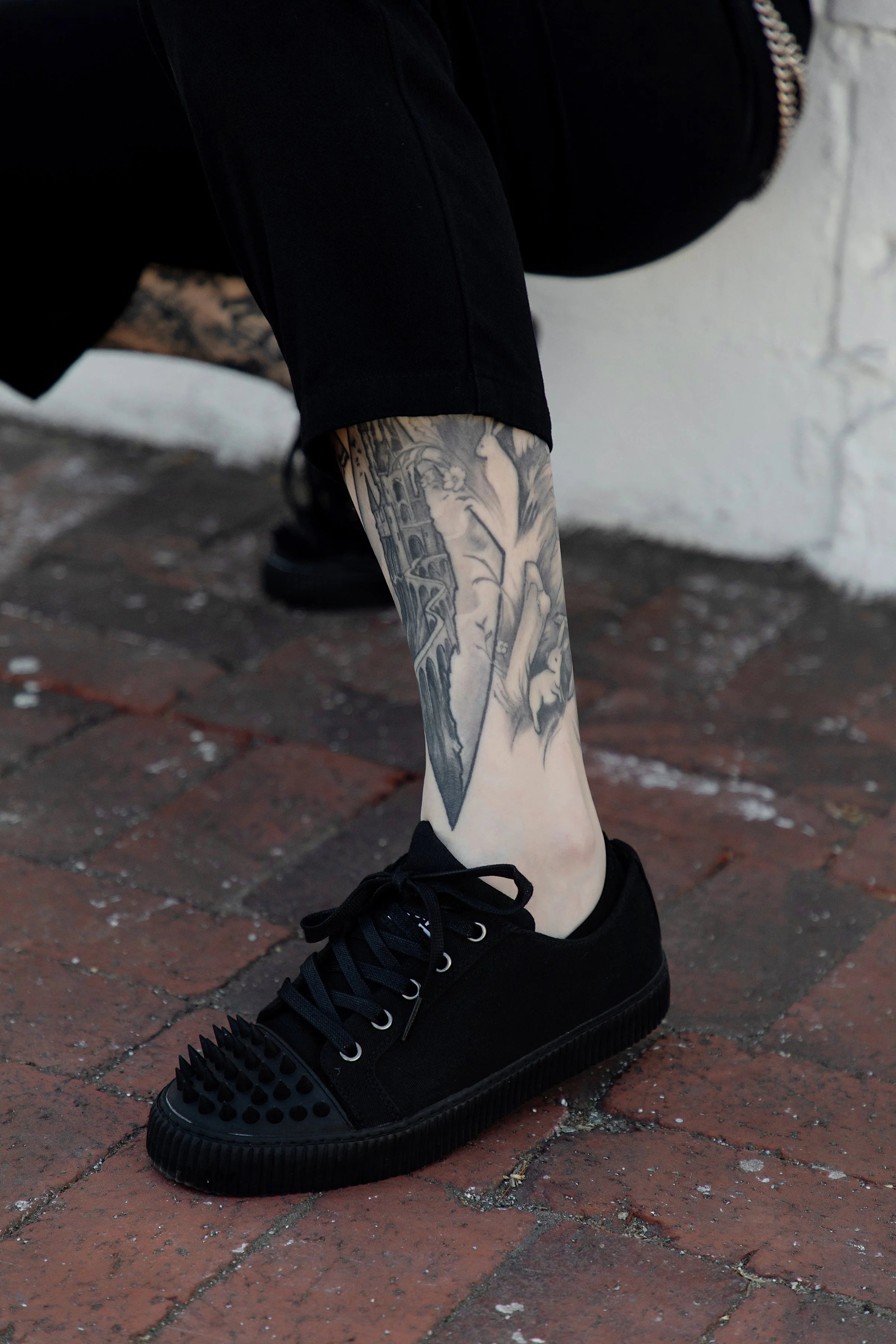 TUK Black Twill Spiked Lace Up Sneaker