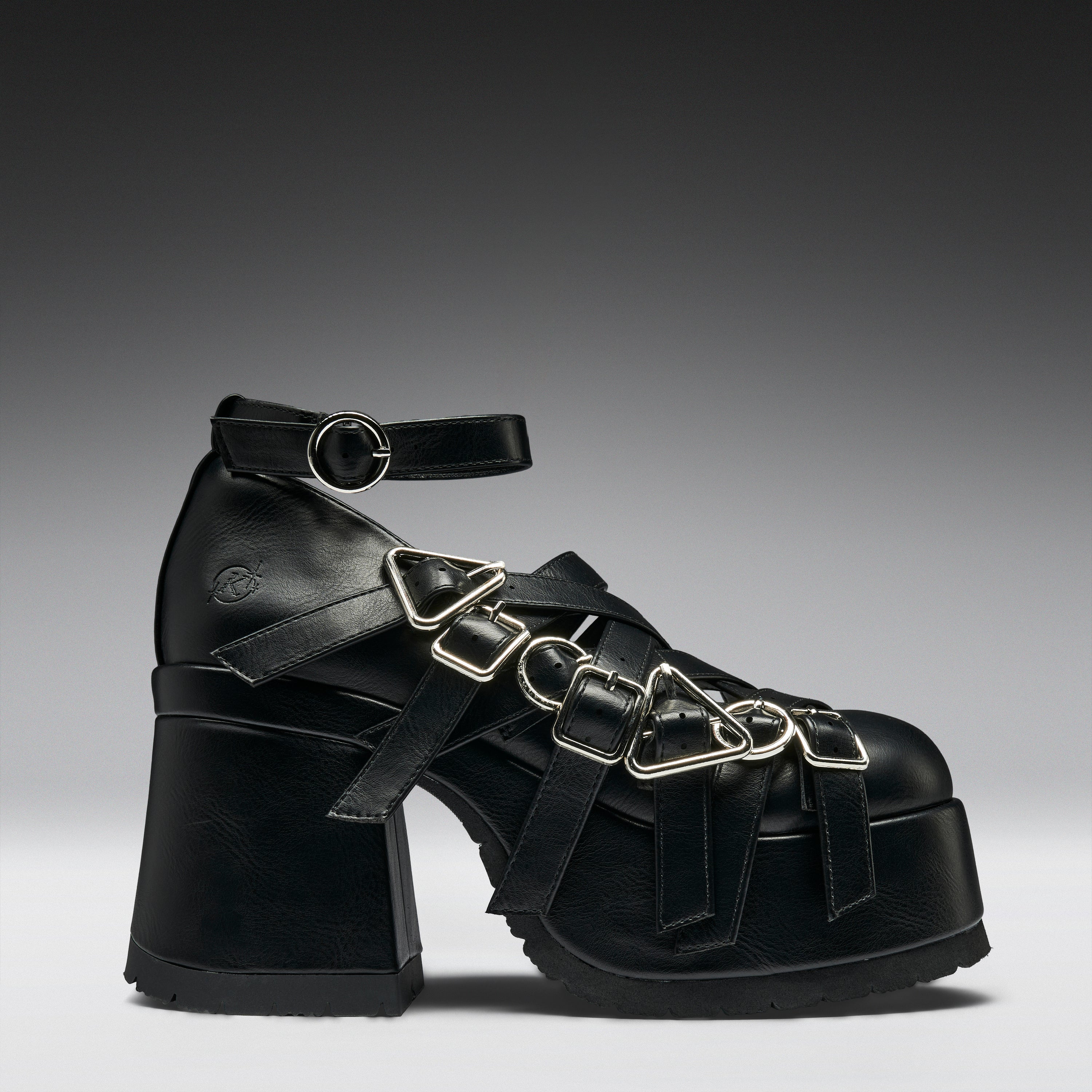 KOI Avalon Strappy Heeled Shoes- Ebony-Clearance