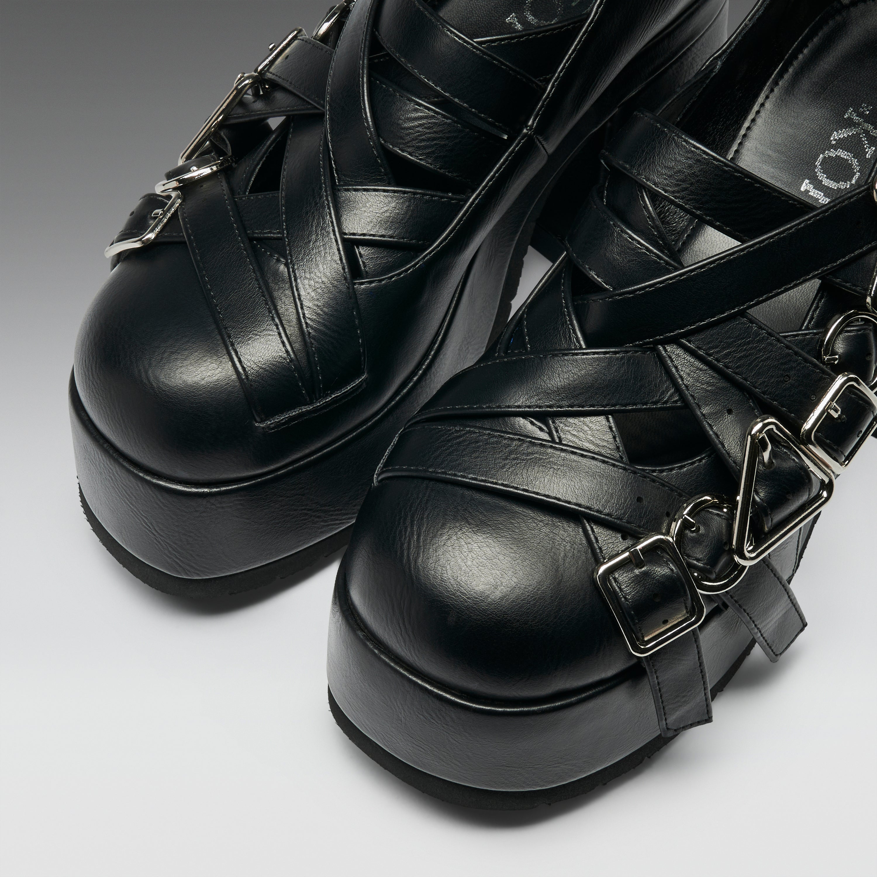 KOI Avalon Strappy Heeled Shoes- Ebony-Clearance