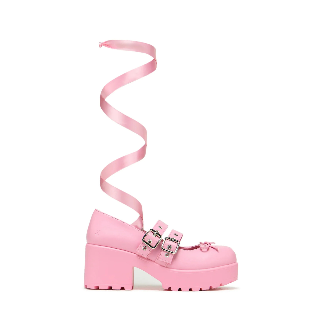 Miyako Lace Up Ballet Shoes - Pink-Clearance