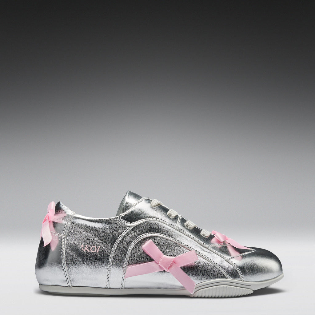 KOI Bambalina Cat Lace up Bow Pumps- Silver