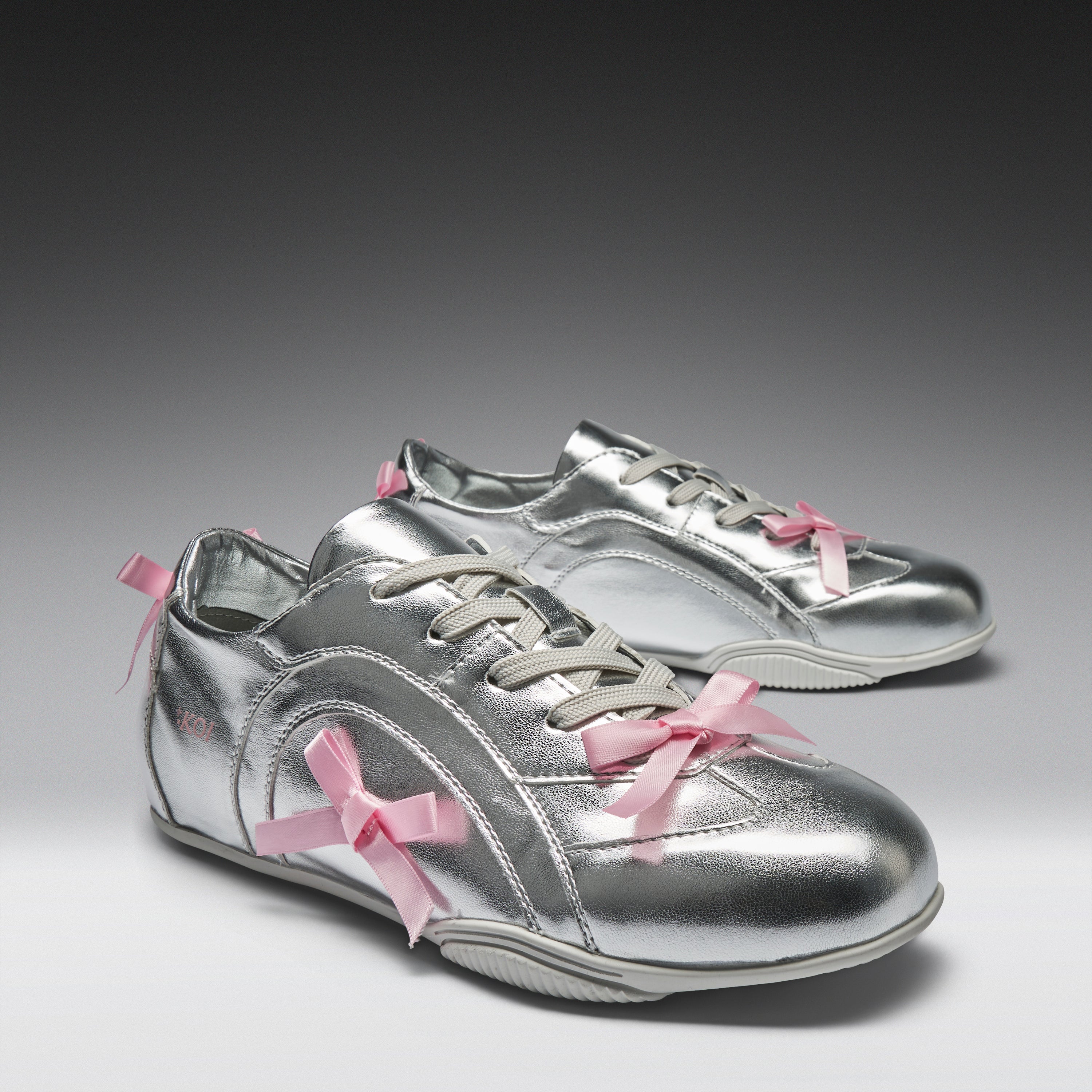 KOI Bambalina Cat Lace up Bow Pumps- Silver