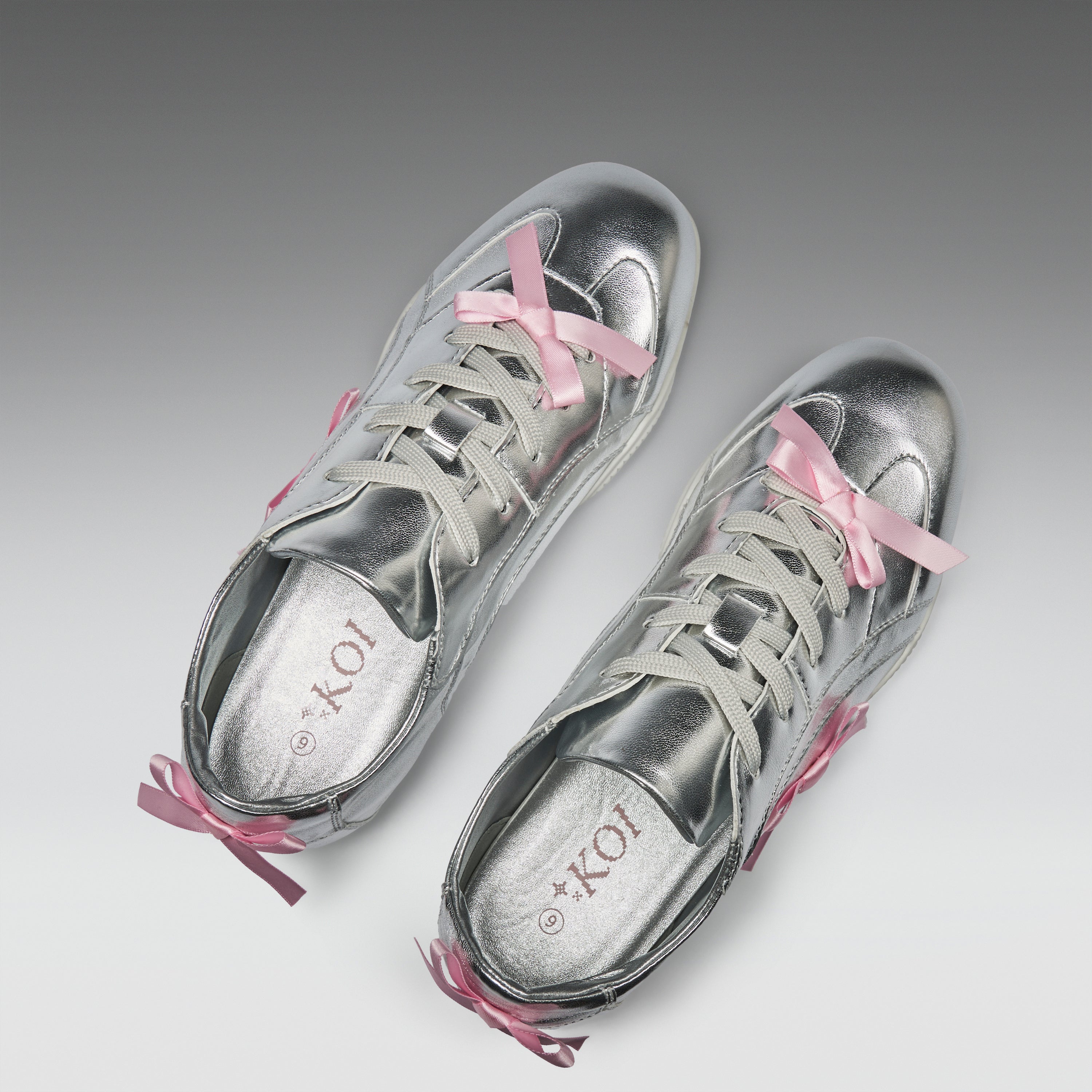 KOI Bambalina Cat Lace up Bow Pumps- Silver
