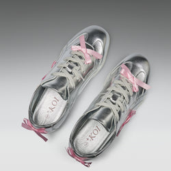 KOI Bambalina Cat Lace up Bow Pumps- Silver