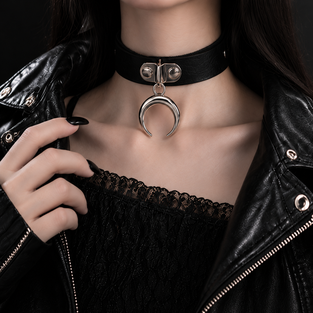 Crescent Moon Charm Choker