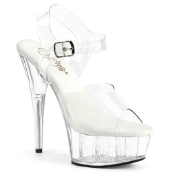 Pleaser Delight-608VL-Clear/Clear-Size 6-Clearance