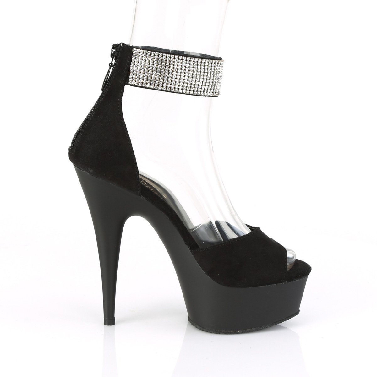 Pleaser Delight-625- Black-Size 5-Clearance
