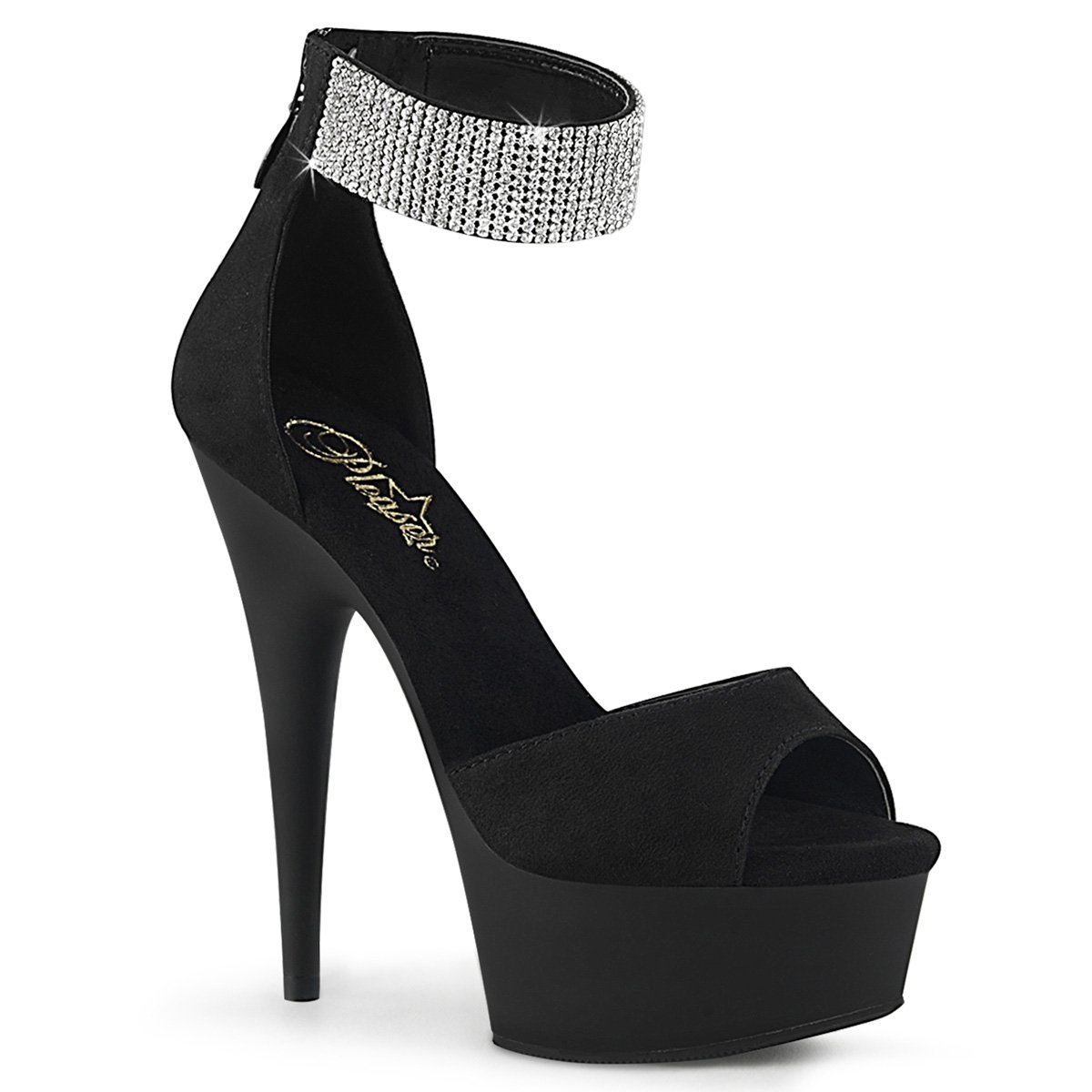 Pleaser Delight-625- Black-Size 5-Clearance