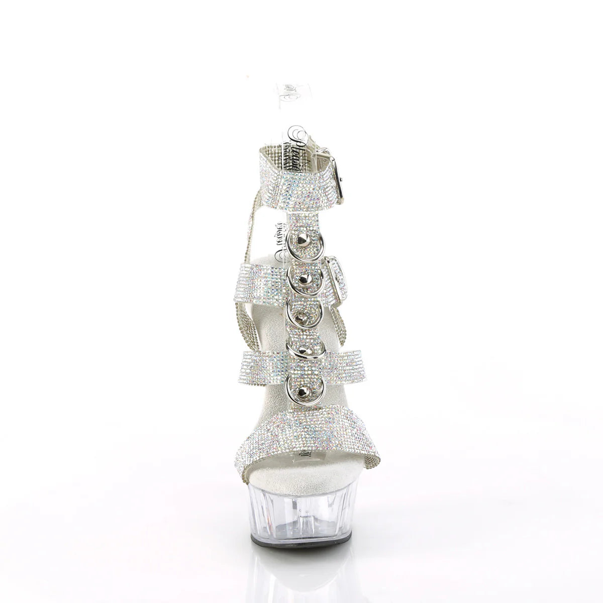 Pleaser Delight-656RS-Silver/Clear-Size 5-Clearance