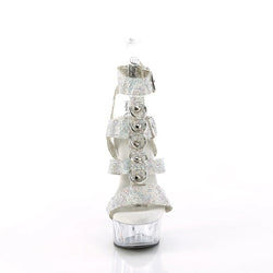 Pleaser Delight-656RS-Silver/Clear-Size 5-Clearance