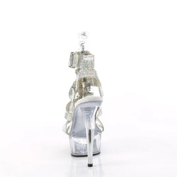 Pleaser Delight-656RS-Silver/Clear-Size 5-Clearance
