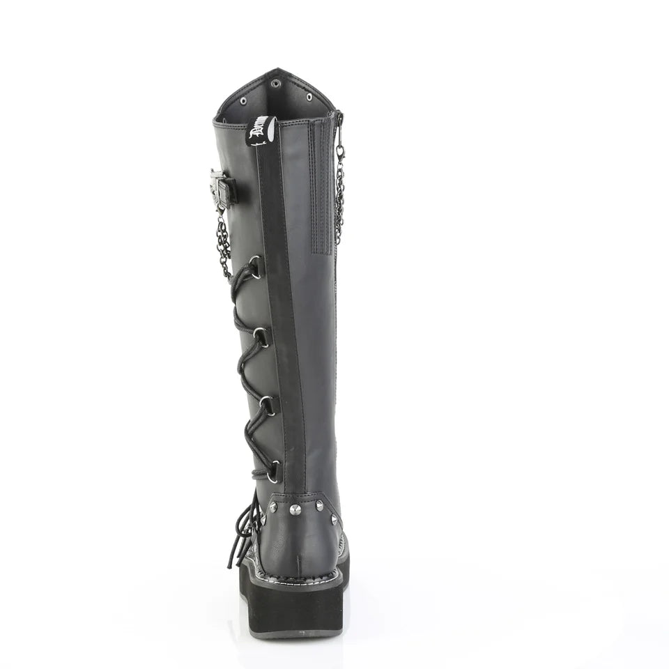 Emily‼️ Black Thigh High Hi Lace Up Creeper Combat Boots Punk Gothic
