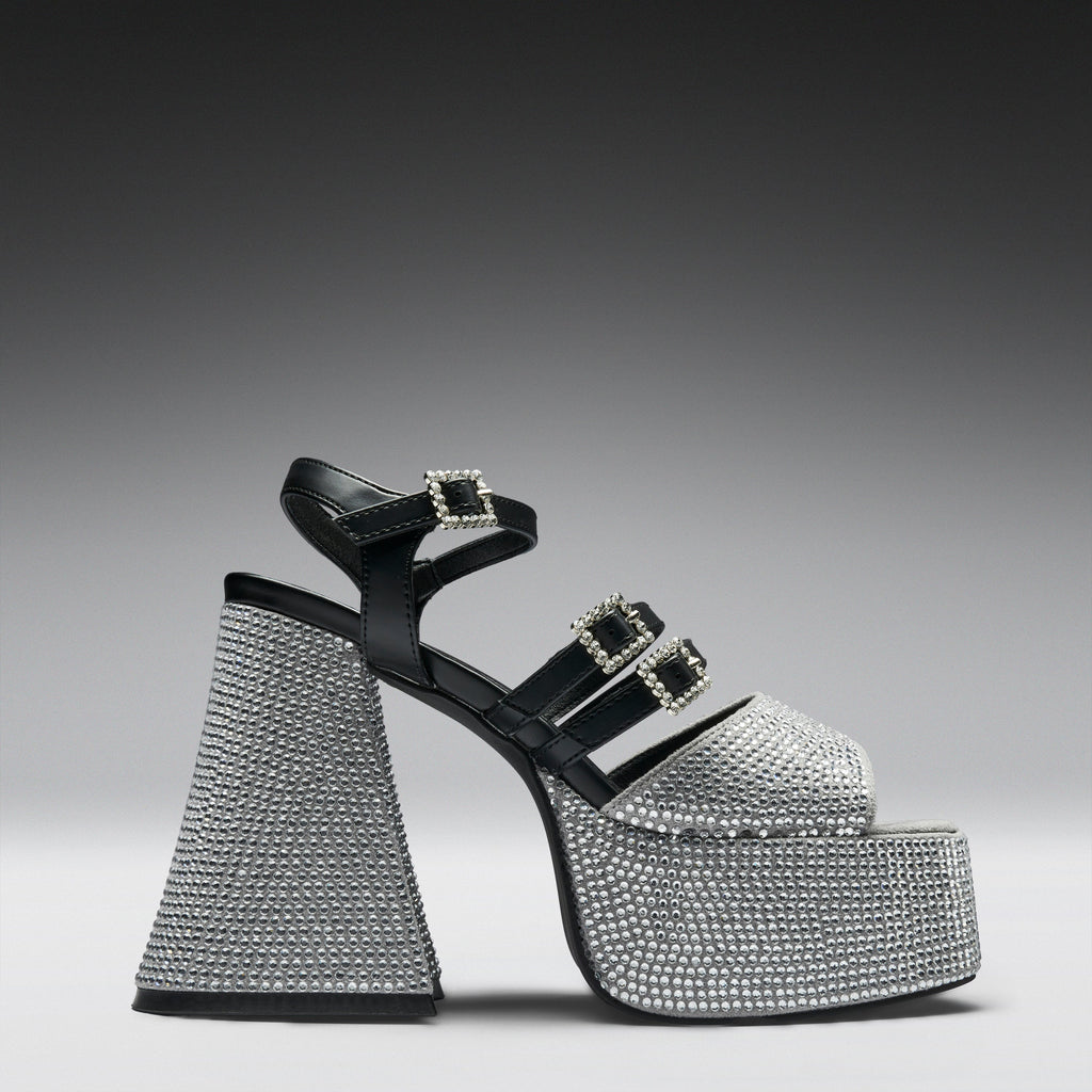 KOI Felicity Crystal Strappy Heels- Silver