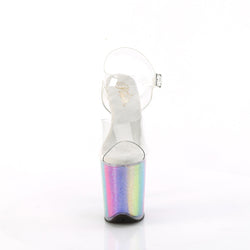 Pleaser Flamingo-808RG-01-Clear/Rainbow-Size 5-Clearance