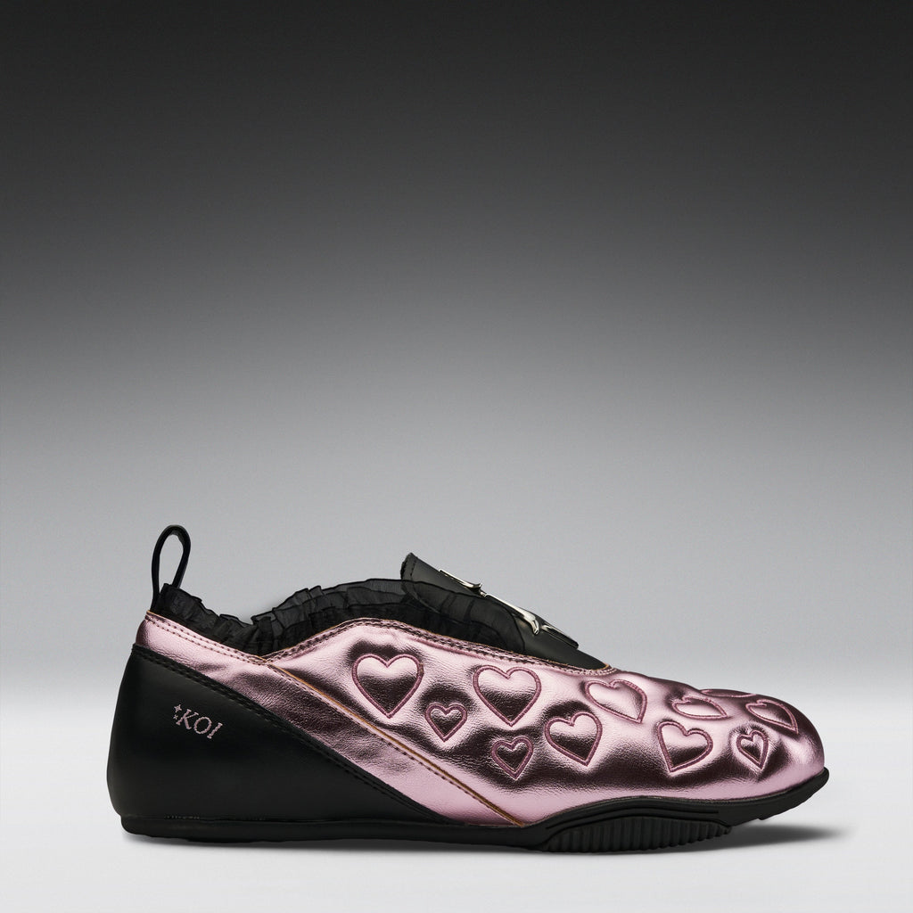 KOI Heartbreaker Sporty Slip On Shoes- Pink
