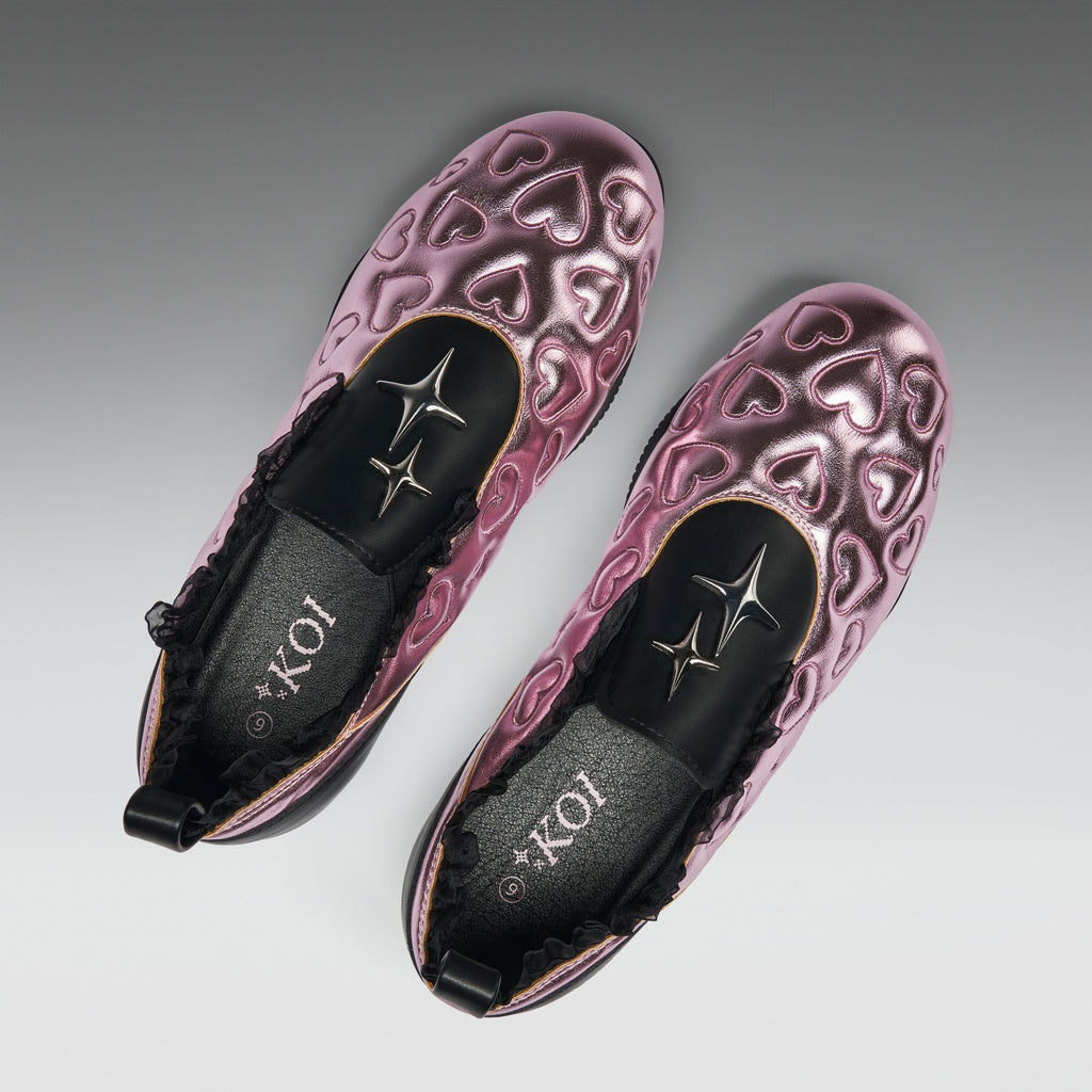 KOI Heartbreaker Sporty Slip On Shoes- Pink