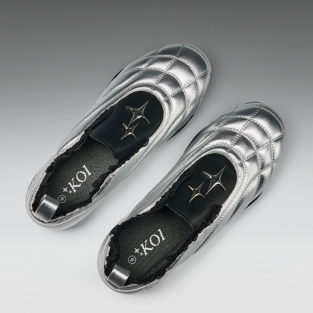 KOI Heartbreaker Sporty Slip On Shoes- Silver